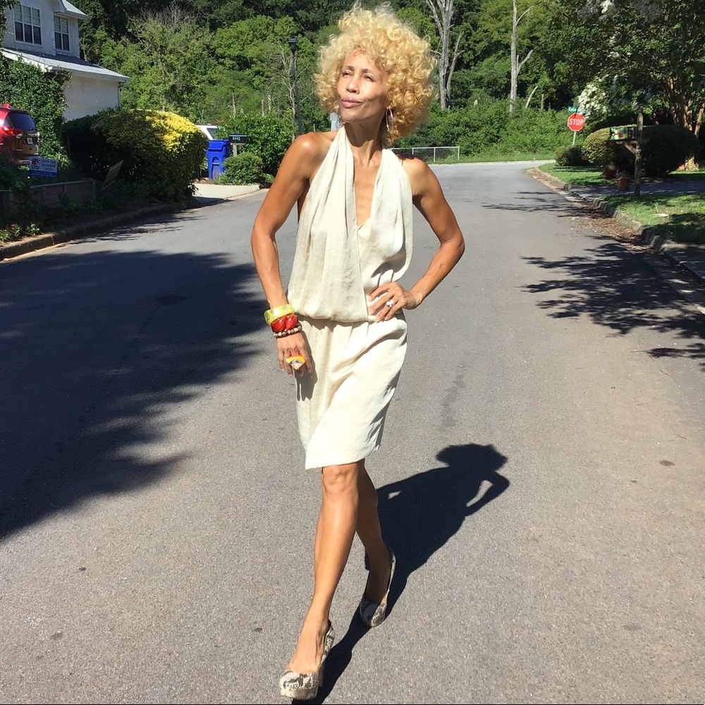 Mauro Grifoni ivory silk drape open back dress 42
